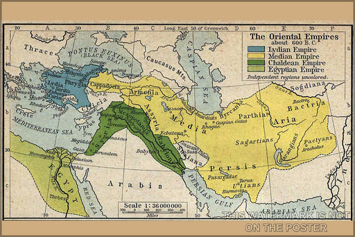 Poster, Many Sizes Available; Middle East Map 600 B.C Iran Median Confederation Babylon Mesopotamia Fertile Crescent