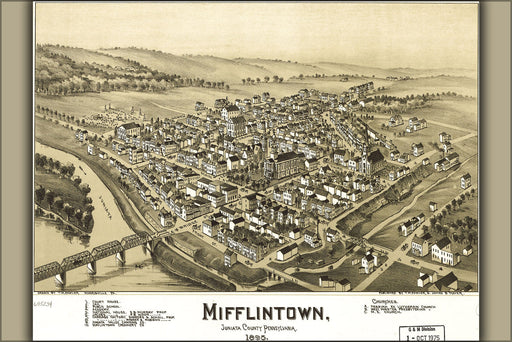 Poster, Many Sizes Available; Mifflintown, Pennsylvania Birdseye Map By Fowler C1895