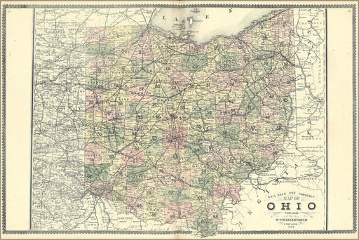 Poster, Many Sizes Available; Railroad And Township Map Of Ohio 1889