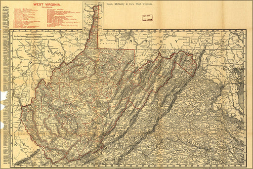 Poster, Many Sizes Available; Railroad County Shippers Map West Virginia 1898