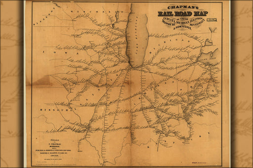 Poster, Many Sizes Available; Railroad Map Illinois Indiana Ohio Michigan 1859