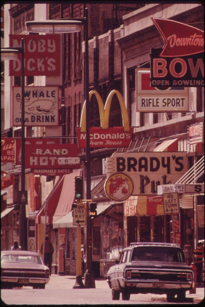 Poster, Many Sizes Available; A Few Blocks From Nicollet Mall Is Hennepin Avenue Formerly The Downtown Main Street. It Is Now A Gaudy Collec