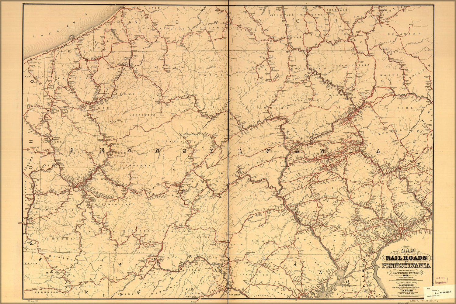 Poster, Many Sizes Available; Railroad Map Of Pennsylvania 1871