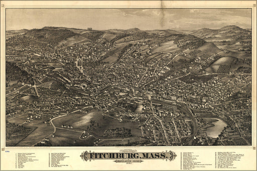 Poster, Many Sizes Available; Map Of Fitchburg, Massachusetts 1882