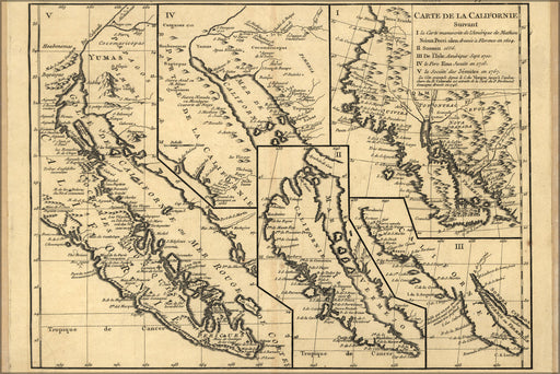 Poster, Many Sizes Available; Map Of Five Views Of California 1770