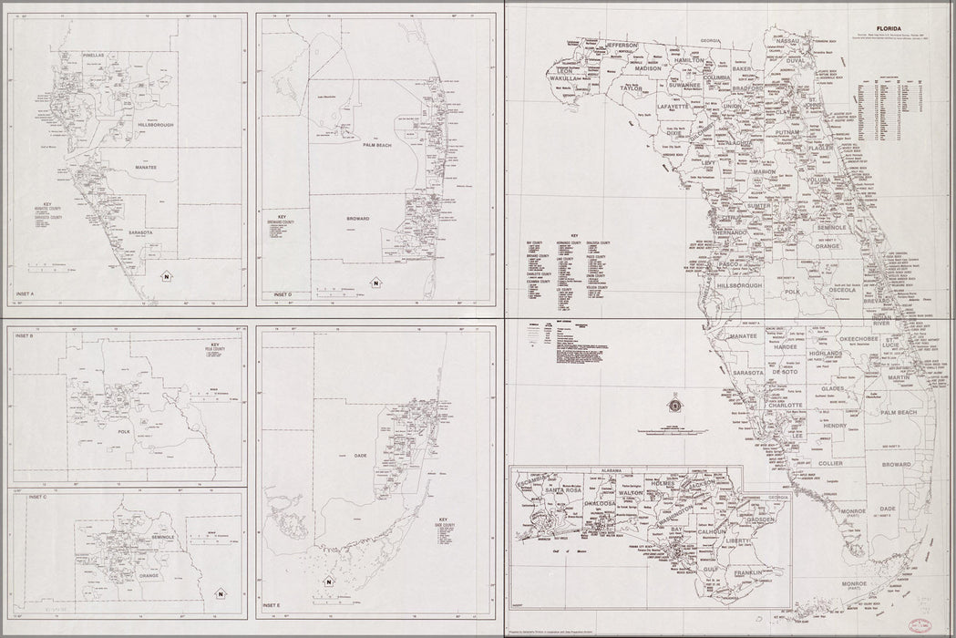 Poster, Many Sizes Available; Map Of Florida 1983