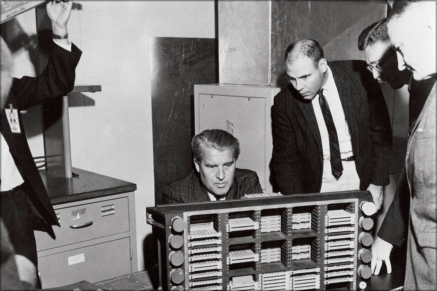 Poster, Many Sizes Available; Dr. Werner Von Braun Examining Saturn Rocket Computer