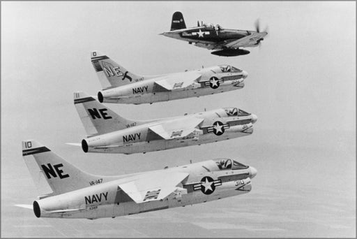 Poster, Many Sizes Available; Vought F4U-7 Corsair Leading Ltv A-7A Corsair Ii Fighters 1967