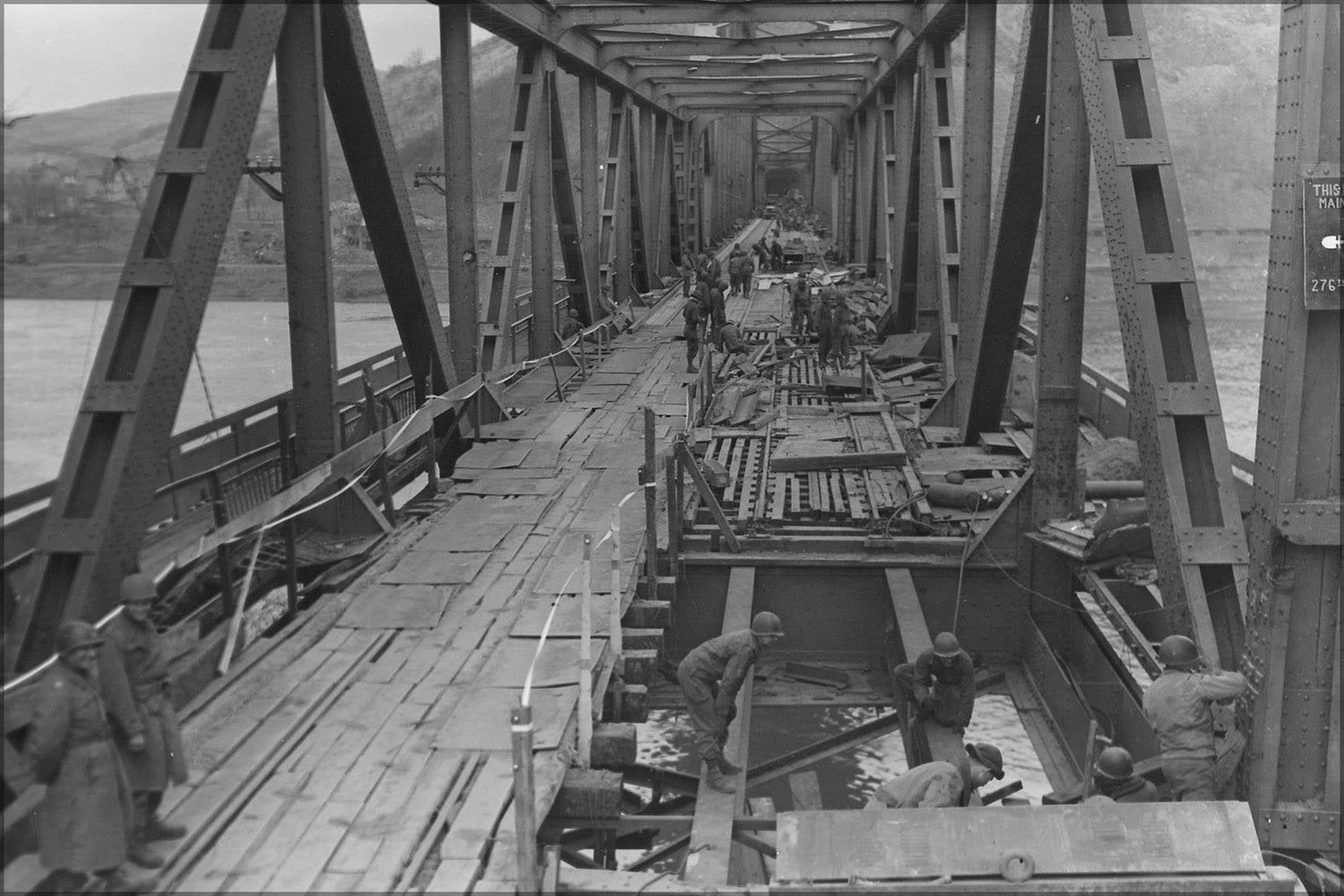 Poster, Many Sizes Available; U.S. First Army, Remagen Bridge, Rhine River March 1945