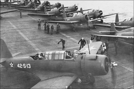 Poster, Many Sizes Available; Vought Sb2U-3 Vindicators Aboard Uss Ranger (Cv-4) 1941