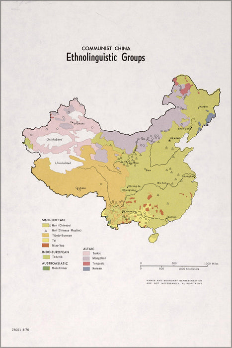 Poster, Many Sizes Available; Cia Ethnolinguistic Map Of Communist China 1970