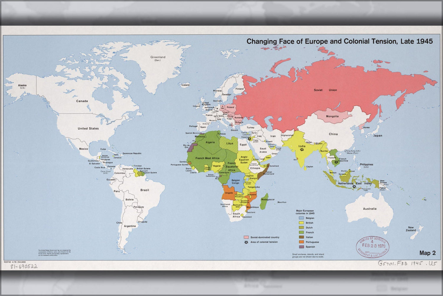 Poster, Many Sizes Available; Cia Map Communism In Europe Colonial Tension 1945