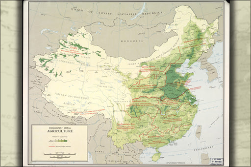 Poster, Many Sizes Available; Cia Map Communist China Agriculture 1967