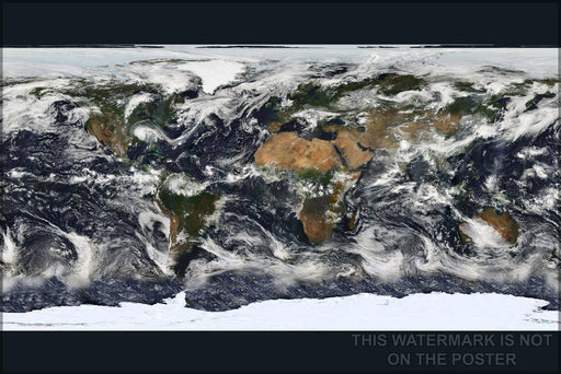 Poster, Many Sizes Available; World Map With Cloud Cover Image Of Earth Using Nasa&#39;S Moderate-Resolution Imaging Spectroradiometer. Modis