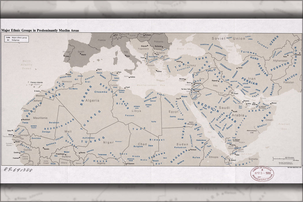 Poster, Many Sizes Available; Cia Map Ethnic Groups In Muslim Areas 1989