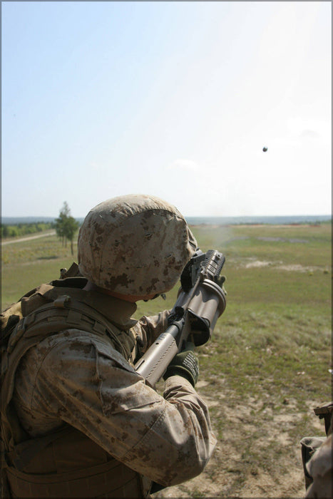 Poster, Many Sizes Available; A Marine Shoots A M32 Grenade Launcher At Fort Bragg