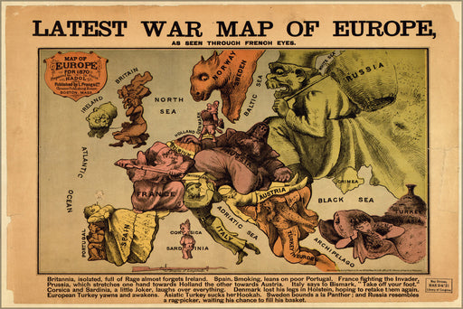 Poster, Many Sizes Available; War Map Of Europe Seen Through French Eyes 1870