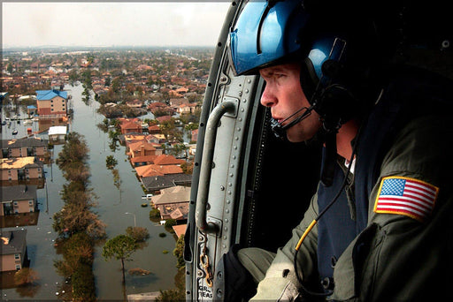 Poster, Many Sizes Available; Us Coast Guardsman Searches For Survivors In New Orleans In The Aftermath Of Katrina