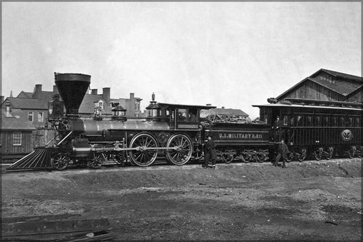 Poster, Many Sizes Available; Us Military Railroad Locomotive W.H. Whiton (Built By William Mason In 1862) And Lincoln&#39;S Presidential Car, L