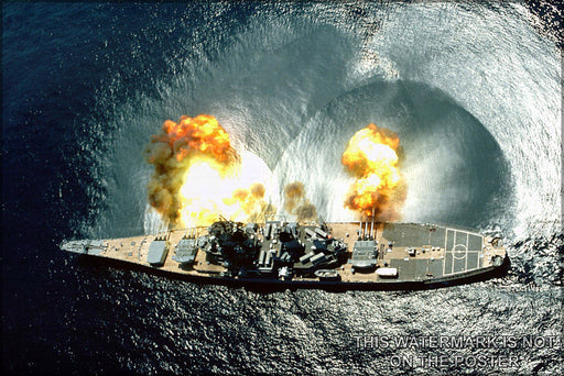 Poster, Many Sizes Available; Uss Iowa (Bb-61) Fires A Full Broadside Of Nine 1650 And Six 538 Guns During A Target Exercise Near Vieques Is