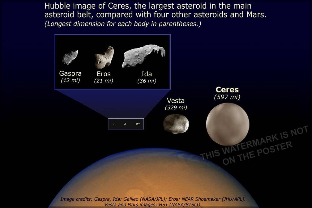 Poster, Many Sizes Available; Asteroid Size Comparison