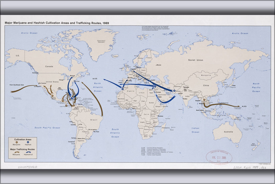 Poster, Many Sizes Available; Cia Map Marijuana Hashish Growing & Traffic 1989