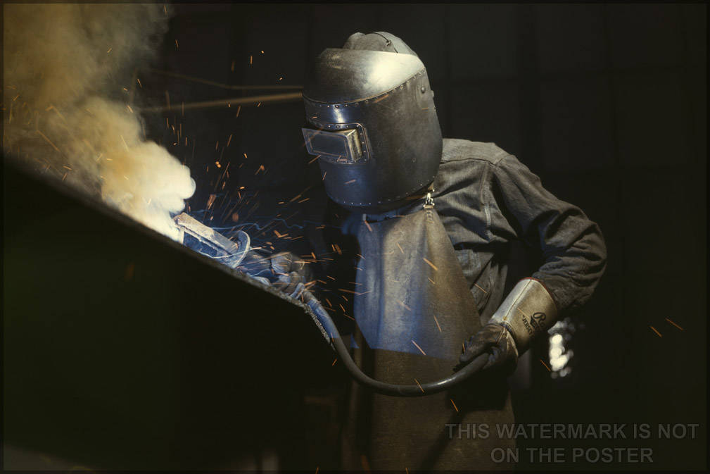 Poster, Many Sizes Available; Welder Making Boilers For A Ship, Combustion Engineering Co., Chattanooga, Tenn