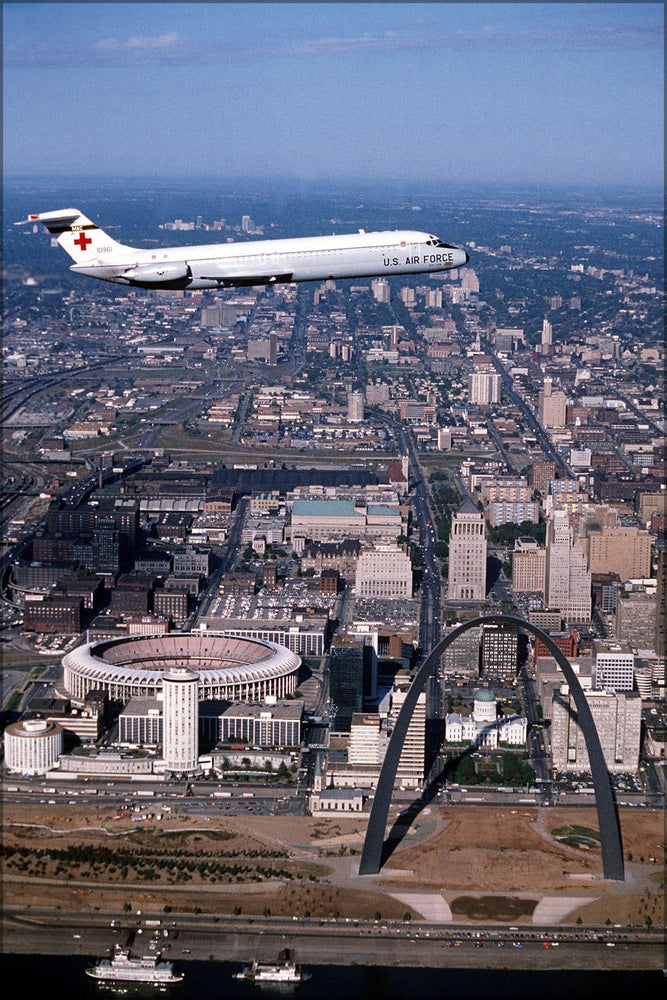 Poster, Many Sizes Available; A Right Side View Of A C 9 Nightingale Aircraft In Flight, With The Checkerdome And St Df St 83 04108