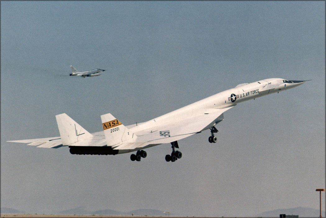 Poster, Many Sizes Available; Xb-70A #1 Taking Off On Research Flight, Escorted By Tb-58