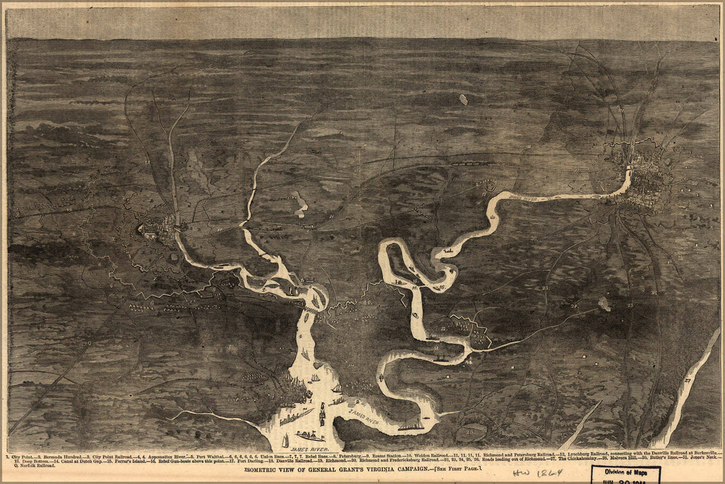 Poster, Many Sizes Available; View Of General Grant'S Virginia Campaign 1864