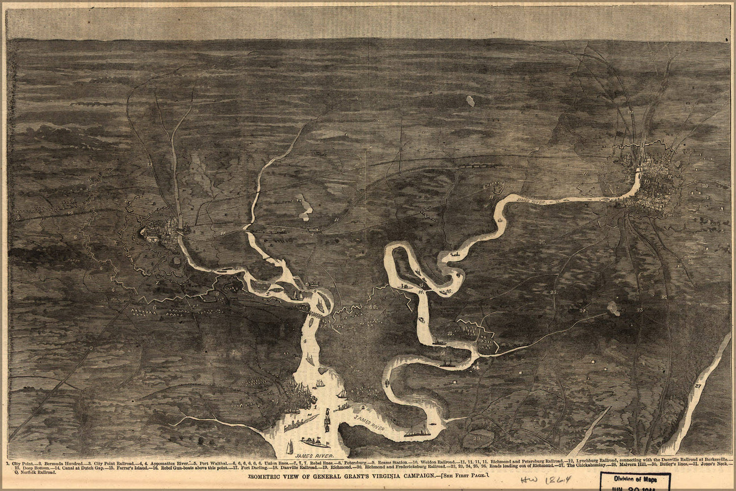 Poster, Many Sizes Available; View Of General Grant'S Virginia Campaign 1864