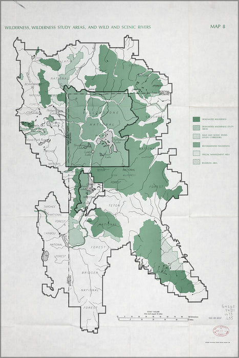 Poster, Many Sizes Available; Wilderness Map Of Yellowstone National Park 1987