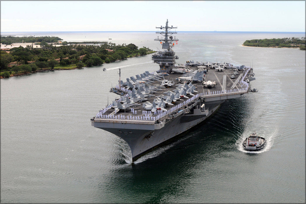 Poster, Many Sizes Available; Uss Ronald Reagan (Cvn 76) Pulls Into Pearl Harbor, Hawaii P1