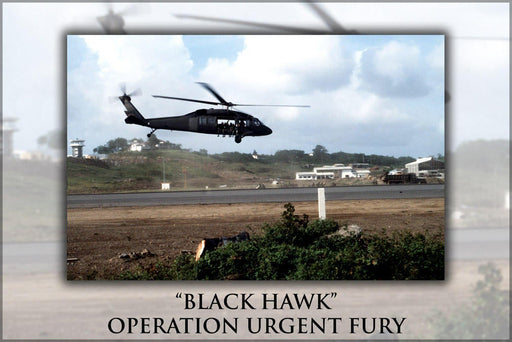 Poster, Many Sizes Available; Uh-60A Black Hawk Helicopter On The Flight Over Grenada During Operation Urgent Fury Invasion Of Grenada