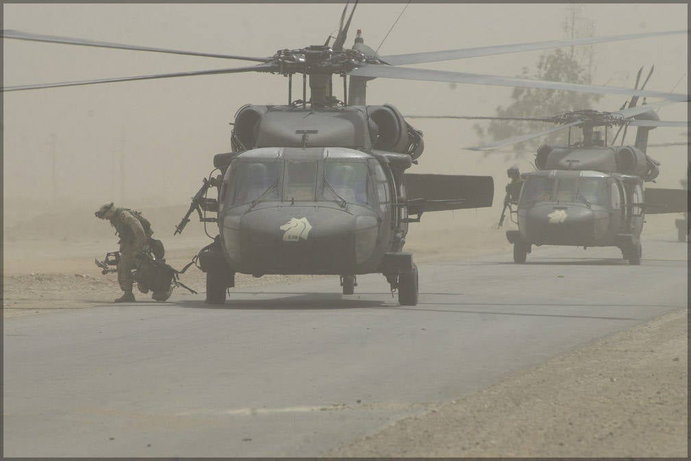 Poster, Many Sizes Available; Uh-60L  Black Hawk Helicopter Assault Mission Iraq From B Company (Lancers), 5Th Battalion, 101St Aviation Reg