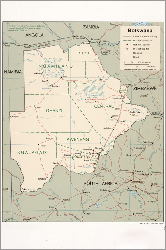 Poster, Many Sizes Available; Cia Map Of Botswana 1995