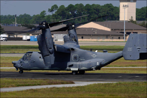 Poster, Many Sizes Available; A U.S. Air Force Cv 22 Osprey Tiltrotor Aircraft Taxis On The Flight Line At Hurlburt Field, Fla., Oct. 3, 201