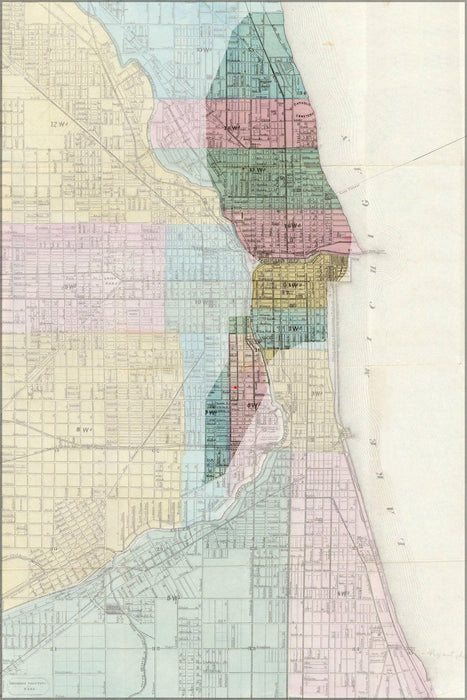 Poster, Many Sizes Available; Great Chicago Fire Map With Starting Point