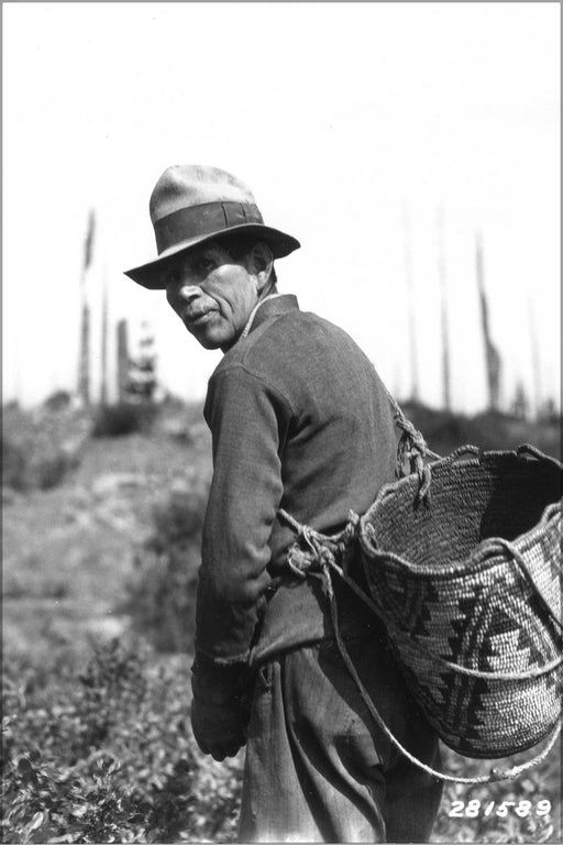 Poster, Many Sizes Available; Indian Man With Huckleberry Basket 3229193607