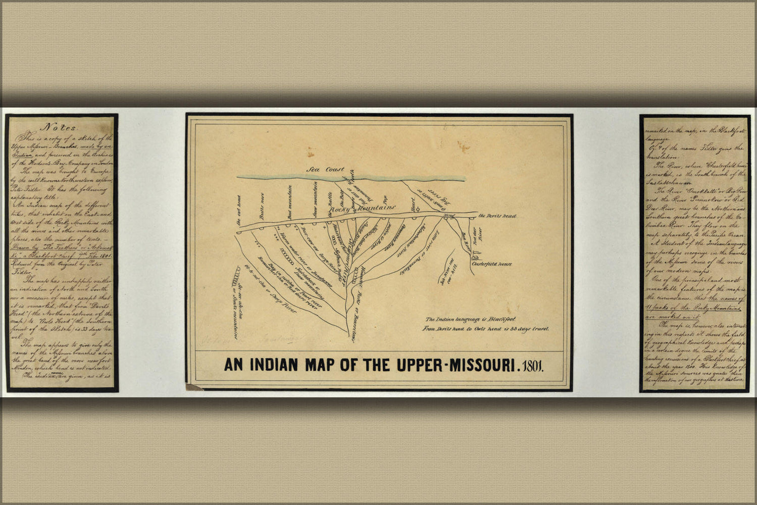 Poster, Many Sizes Available; Indian Map Of The Upper Missouri River, 1801