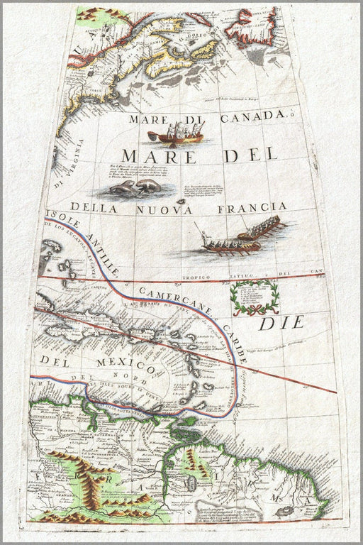 Poster, Many Sizes Available; 1688 Coronelli Globe Gore Map Of Ne North America, The West Indies, And Ne South America