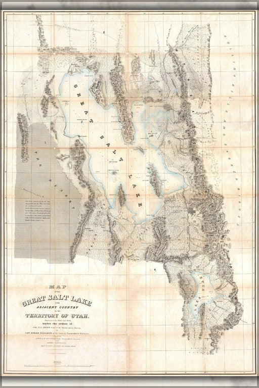 Poster, Many Sizes Available; 1852 Stansbury Map Of Utah And The Great Salt Lake