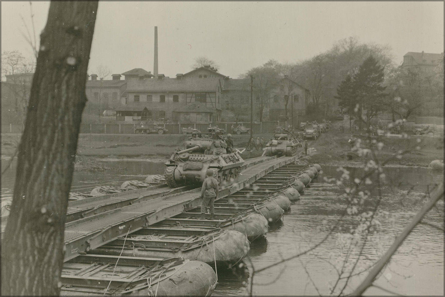 Poster, Many Sizes Available; 325121 607Th Td Bn, Crossing Saale River, April, 1945