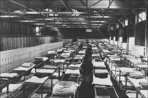 Poster, Many Sizes Available; (Double Decker Bunk Hall With Lockers Stored Around The Room At The Submarine Base, Los Angeles