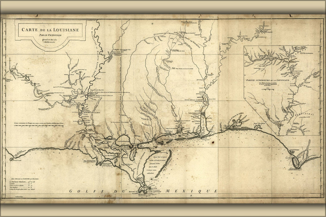 Poster, Many Sizes Available; 1752 Map Of New Orleans And Louisiana