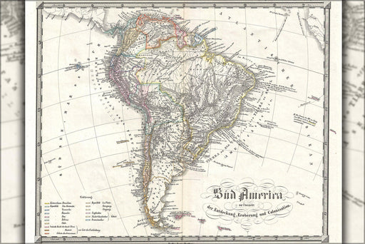 Poster, Many Sizes Available; 1855 Spruner Map Of South America - Overview Of Discovery, Conquest And Colonization