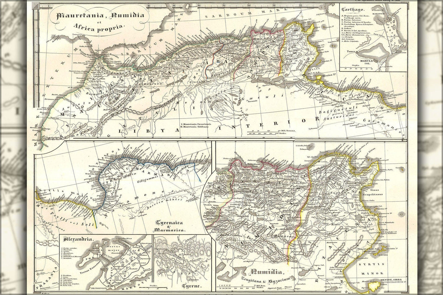 Poster, Many Sizes Available; 1855 Spruneri Map Of North Africa In Antiquity ( Carthage, Numidia, Alexandria )