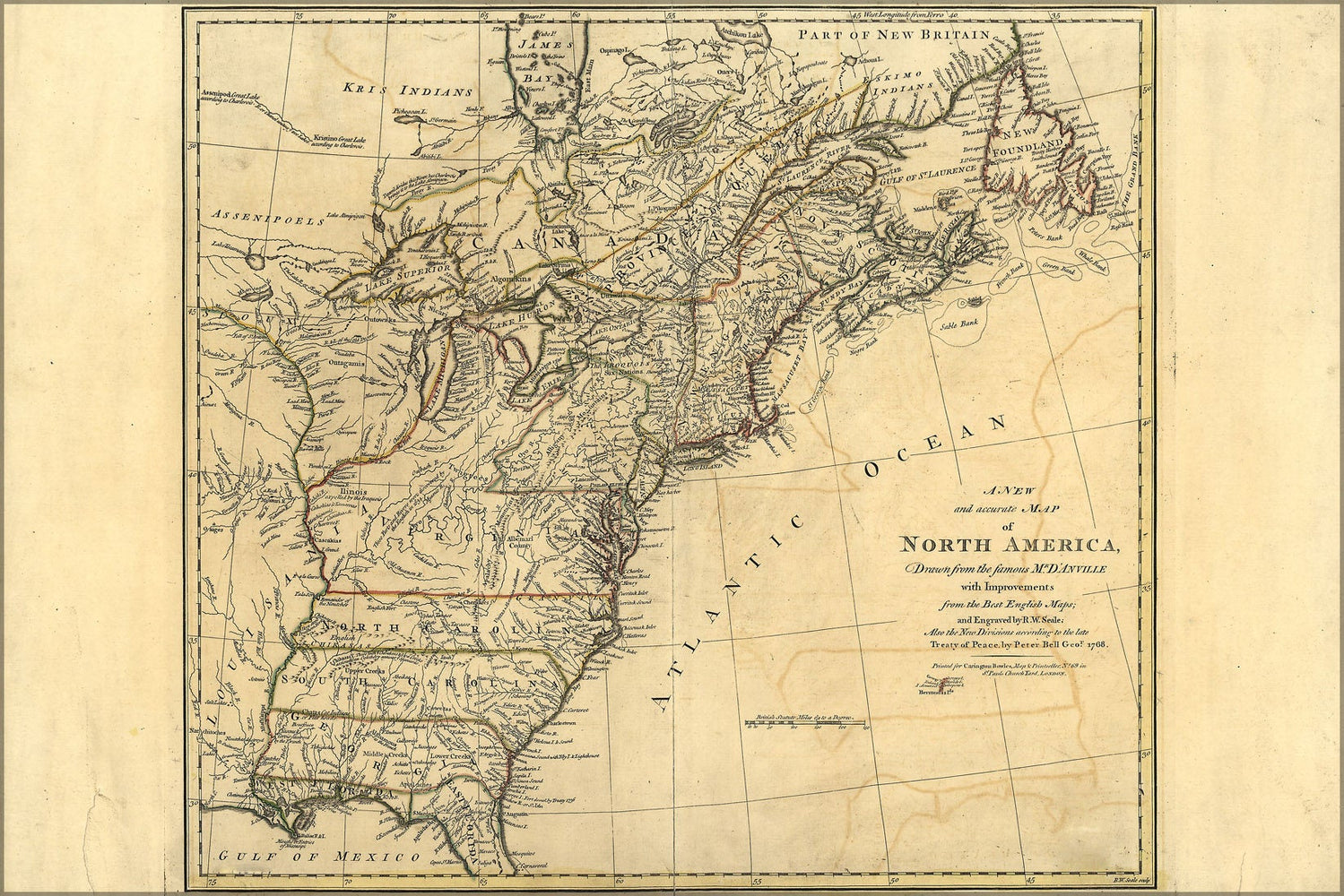 Poster, Many Sizes Available; 1768 Map Of North America United States Colonies