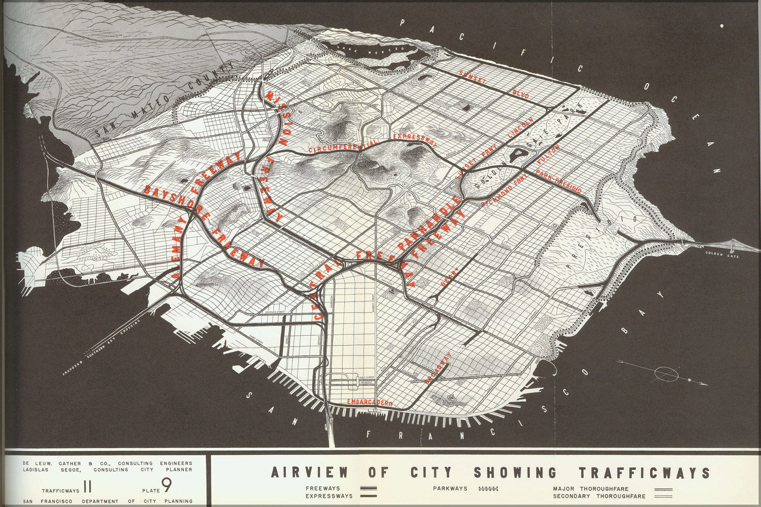 Poster, Many Sizes Available; 1948 San Francisco Trafficways Plan Map