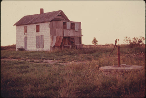 Poster, Many Sizes Available; Abandoned House And Rusted Iron Hand Pump On Land Which Used To Be Covered By Tallgrass Prairie In Johnson Cou